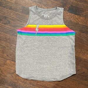 Chaser Girls' Tank Top with Rainbow Stripe & Lightning Bolt